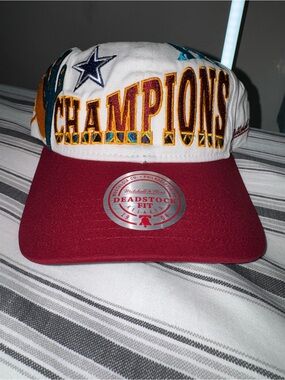Mitchell & Ness White and Maroon 'Champions' Embroidered Baseball Cap